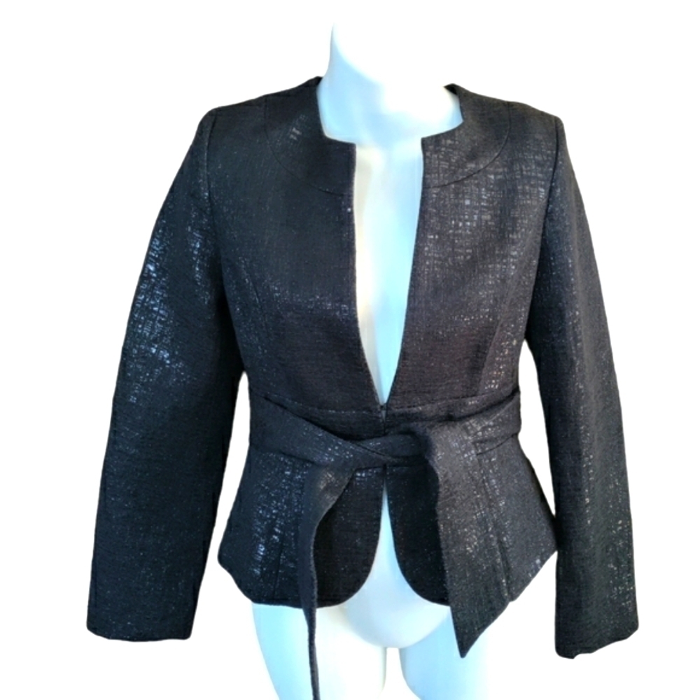 White House Black Market Black Fitted Blazer with Belt